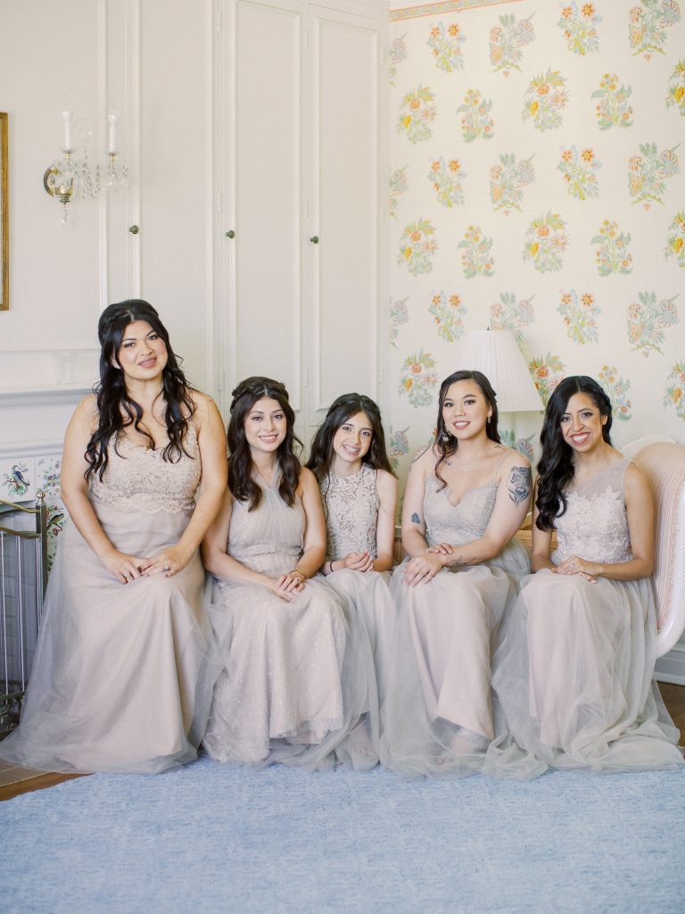 Darlington House in La Jolla wedding bridesmaids sitting down photo