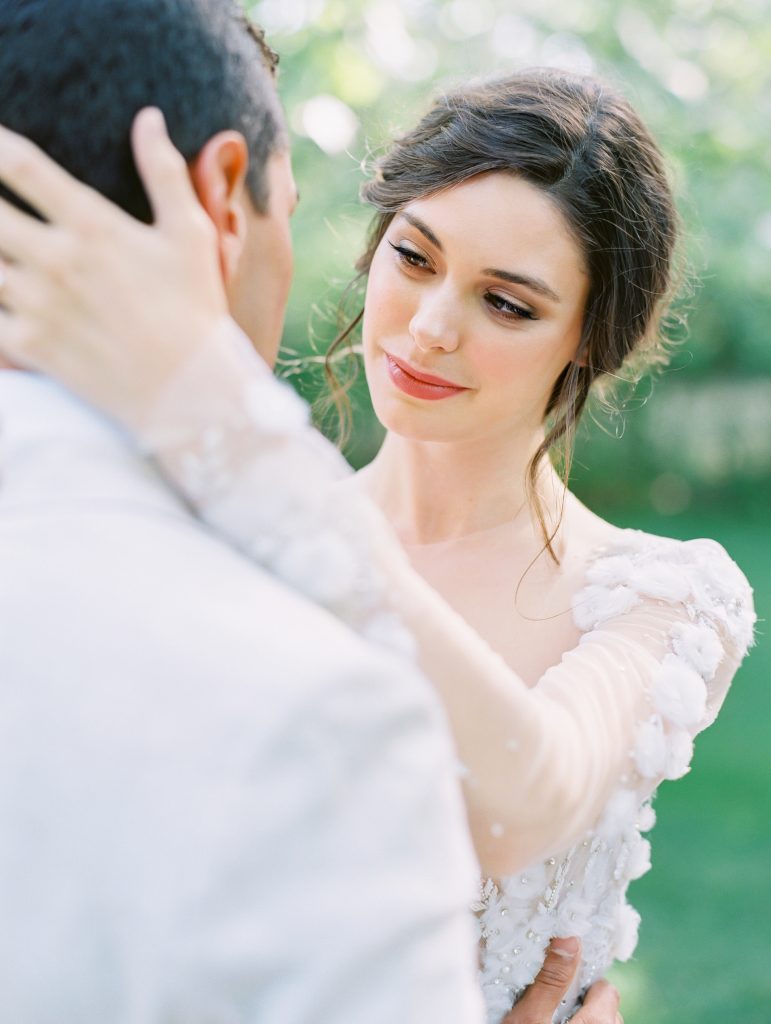 Kestrel Park in Santa Ynez wedding bride and groom looking at each other photo
